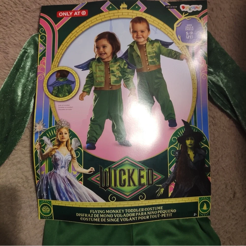 NBC Universal Wicked Flying Monkey Toddler Costume Jumpsuit Detachable Wings 2T